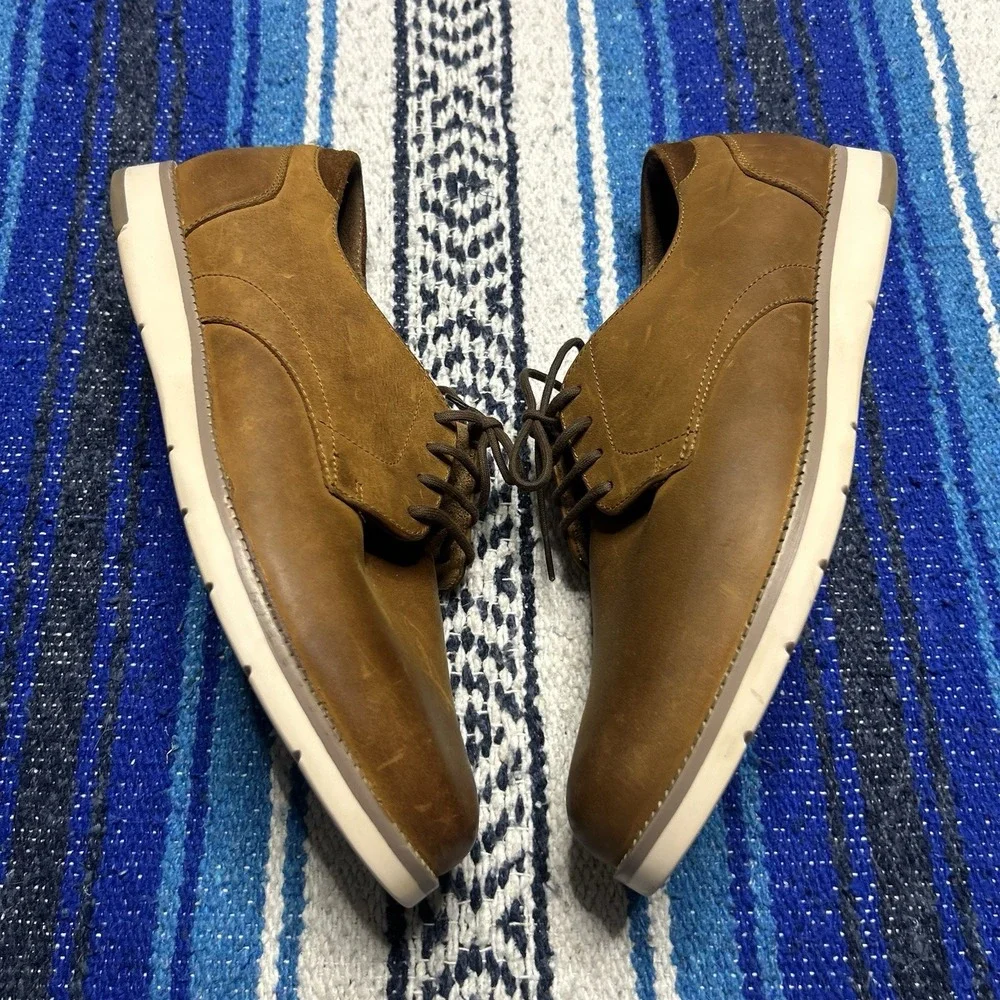 Franco Fortini Men's 10.5 Brown Leather Lace Up Dress Casual Shoes Oxford